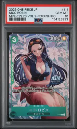 Nico Robin PSA10 2025 One Piece Japanese Mini-Tin Pack Set Vol.2-Rokushiro #111 - Image 1