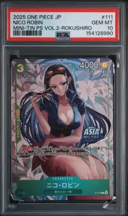 Nico Robin PSA10 2025 One Piece Japanese Mini-Tin Pack Set Vol.2-Rokushiro #111 - Image 1