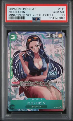Nico Robin PSA10 2025 One Piece Japanese Mini-Tin Pack Set Vol.2-Rokushiro #111 - Image 1