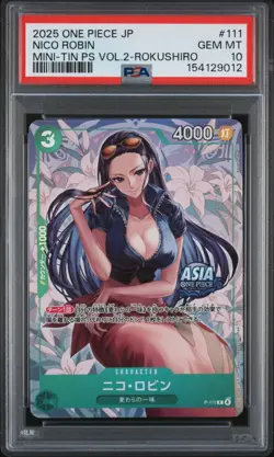 Nico Robin PSA10 2025 One Piece Japanese Mini-Tin Pack Set Vol.2-Rokushiro #111 - Image 1
