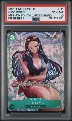 Nico Robin PSA10 2025 One Piece Japanese Mini-Tin Pack Set Vol.2-Rokushiro #111 - Image 1