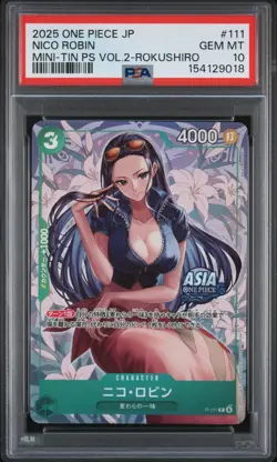 Nico Robin PSA10 2025 One Piece Japanese Mini-Tin Pack Set Vol.2-Rokushiro #111 - Image 1