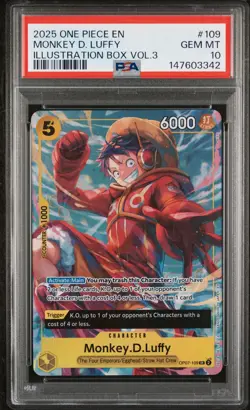 2025 ONE PIECE PROMOS ILLUSTRATION BOX VOL.3 #109 MONKEY D. LUFFY PSA 10 - Image 1