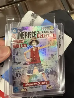 One Piece Monkey D. Luffy US Voyage College Basketball Card Rutgers 1/23 IN HAND - Image 1