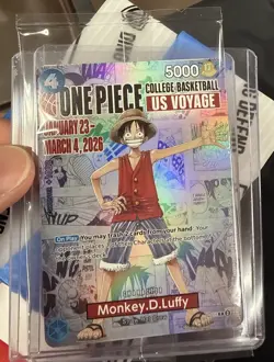 One Piece Monkey D. Luffy US Voyage College Basketball Card Rutgers 1/23 IN HAND - Image 2