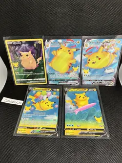 Pokemon TCG Pikachu Celebrations Lot Of 5 Vmax Holo 25th Anniversary Rare - Image 1