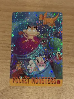 Pokemon Vintage Pocket Monsters Vending HOLO Prism Sticker Meowth Dragonite - Image 1