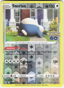 Snorlax 055/078 Holo Rare Pokemon GO Pokemon Reverse Holo Near Mint - Image 1