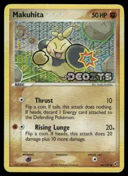 Pokemon Cards Makuhita 65/107 Reverse Holo STAMPED Deoxys Common MP - Image 1