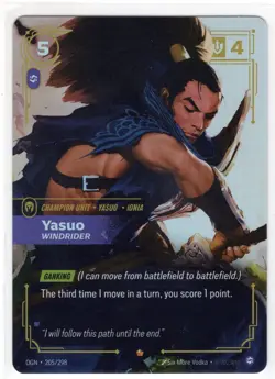 Riftbound League Of Legends Origins Foil Card OGN 205 Yasuo Windrider - Image 1