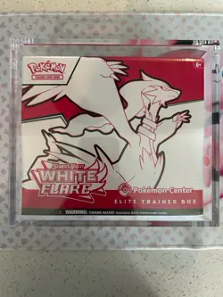 White Flare Pokemon Center ETB Elite Trainer Box SEALED NEW with Acrylic Case - Image 1