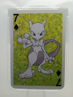 1999 BICYCLE MINI POKEMON MEWTWO PSA 8 NINTENDO GREEN 7 OF SPADES PLAYING CARD - Image 2