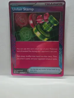 Unfair Stamp 165/167 ACE SPEC Rare Pokemon SV06: Twilight Masquerade NM - Image 1