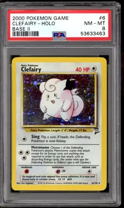 Pokemon Base Set 2 Clefairy 6/130 PSA 8 - Image 1