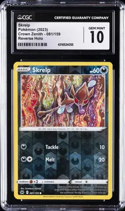 2023 POKEMON CROWN ZENITH - REVERSE HOLO #081/159 SKRELP CGC 10 GEM MINT - Image 1