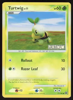 Turtwig 77/100 Reverse Holo Stamped Platinum 2008 Pokemon TCG - Image 1