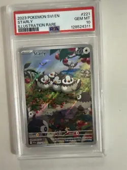 Starly Illustration Rare PSA 10 2023 Pokemon Svi En-Scarlet & Violet #221 - Image 1