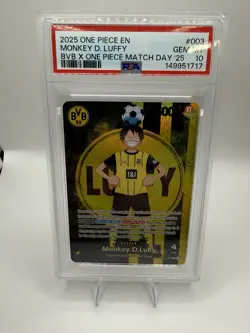 2025 ONE PIECE PROMOS BVB X ONE PIECE MATCH DAY 2025 #003 MONKEY D. LUFFY PSA 10 - Image 1