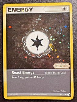 React Energy 82/92 EX Legend Maker Pokemon Card Reverse Holo Foil Rare Swirl MP - Image 1
