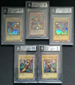 Yugioh! Exodia The Forbidden One set 1st Ed Asian Eng LOB-120-124 Beckett 8.5/9 - Image 1