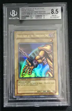 Yugioh! Exodia The Forbidden One set 1st Ed Asian Eng LOB-120-124 Beckett 8.5/9 - Image 4