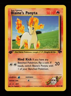 Blaine's Ponyta 64/132 1st Edition Common Gym Challenge Pokemon Cards - Image 1