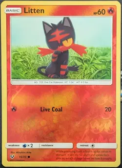 Litten 15/73 Reverse Holo Shining Legends Pokemon Card - Image 1