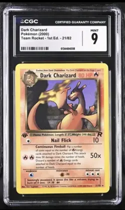 Pokemon CGC 9 Mint 1st Ed. Team Rocket Rare Dark Charizard 21/82 - Image 1