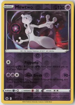 Mewtwo 059/159 Rare Crown Zenith Pokemon Reverse Holo Near Mint - Image 1