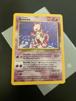 Pokemon TCG Mewtwo Base Set 10/102 Holo Unlimited Holo Rare LP/NM #1 - Image 1