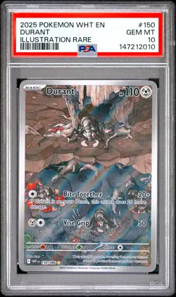 2025 POKEMON WHT EN-WHITE FLARE ILLUSTRATION RARE #150 DURANT PSA 10 - Image 1