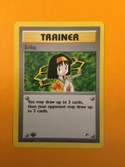 Trainer Erika 1st Edition Gym Heroes Non-Holo Rare Pokemon Card 100/132 - Image 1