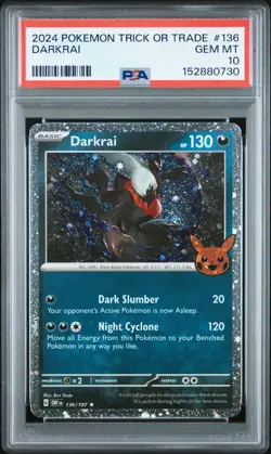 2024 POKEMON TRICK OR TRADE #136 DARKRAI PSA 10 WITH SWIRL - Image 1
