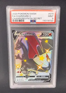 Pokemon TCG Charizard v Champions Path Full Art Secret Rare Card 079/073 PSA 9 - Image 1