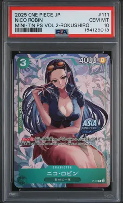 Nico Robin PSA10 2025 One Piece Japanese Mini-Tin Pack Set Vol.2-Rokushiro #111 - Image 1