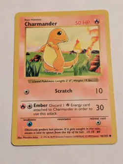 Charmander - 46/102 - Base Set - Shadowless Common - Pokemon Card MP - Image 1