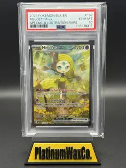 2025 POKEMON BLK EN-BLACK BOLT SPECIAL ILLUSTRATION RARE #167 MELOETTA EX PSA 10 - Image 1