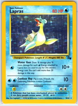 Lapras 10/62 Holo Rare Fossil Pokemon Unlimited Holo Near Mint - Image 1