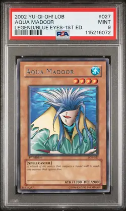 Yu-Gi-Oh! Aqua Madoor Legend of Blue Eyes White Dragon 1st Edition PSA 9 vintage - Image 3