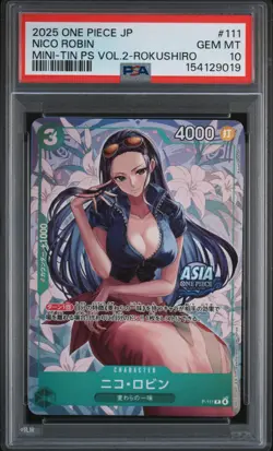 Nico Robin PSA10 2025 One Piece Japanese Mini-Tin Pack Set Vol.2-Rokushiro #111 - Image 1