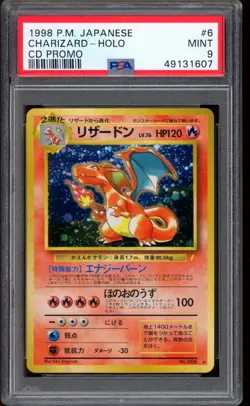 1998 Pokemon Charizard CD Promo Japanese Holo #6 PSA 9 MINT - Image 1