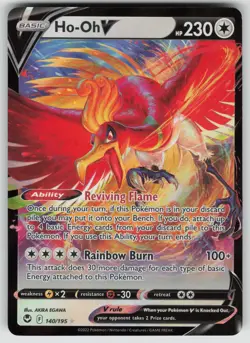 HO-OH V 140/195 HOLO V RARE SILVER TEMPEST POKEMON HOLO NEAR MINT - Image 1