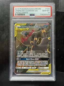 Pokemon Sm-Unified Minds Umbreon & Darkrai GX 125/236 PSA 10 Ultra Rare Holo EN - Image 1