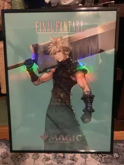 MTG 18x24 Final Fantasy Cloud Foil Promo Poster Magic the Gathering FRAMED - Image 1