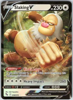 Slaking V 058/078 Holo V Rare Pokemon GO Pokemon NM - Image 1