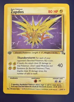 Zapdos ⭐ 15/62 1st Edition Holo Rare Fossil 1999 Pokemon LP - Image 1