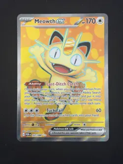 Pokemon Meowth ex 107/088 Scarlet & Violet Ultra Rare Full Art Holo - Image 1
