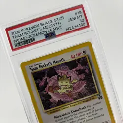 Pokemon Team Rocket's Meowth 18 Black Star Promo Pokemon League #18 2000 PSA 10 - Image 3
