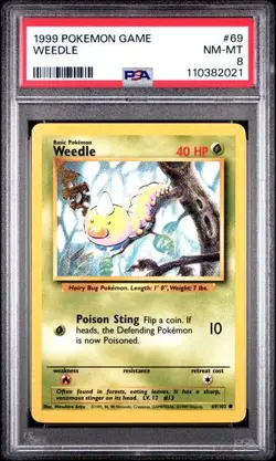 GRADED PSA 8 1999 Pokemon Game Weedle #69 - Image 1