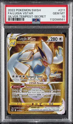 2022 POKEMON SWORD & SHIELD SILVER TEMPEST SECRET FULL ART/LUGIA VSTAR PSA 10 - Image 1